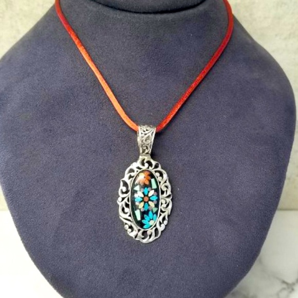 Carolyn Pollack Relios Sterl Silver Sincerely Southwest Wildflower Turq Pendant